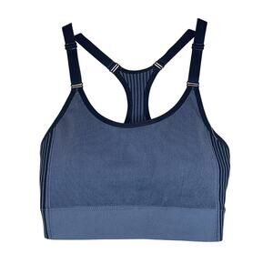 Ryka Womens Striped Stretchable  Sport Bra Adjustable Strap Size Large Blue